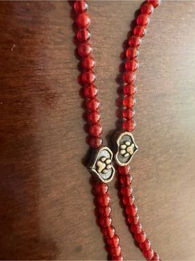 John Hardy Red Beaded Necklace with Silver Accents